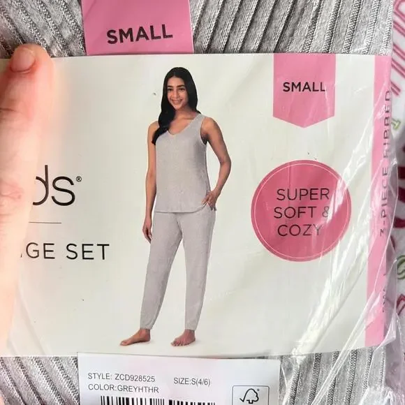 Cuddl Duds 3-Piece Cozy Pajama Set - Small, Light Gray - Picture 3 of 5